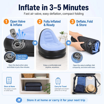 Divano Gonfiabile 2 in 1 con Sgabello Ergonomico in PVC Impermeabile | Comfort e Portabilità per Esterni 1