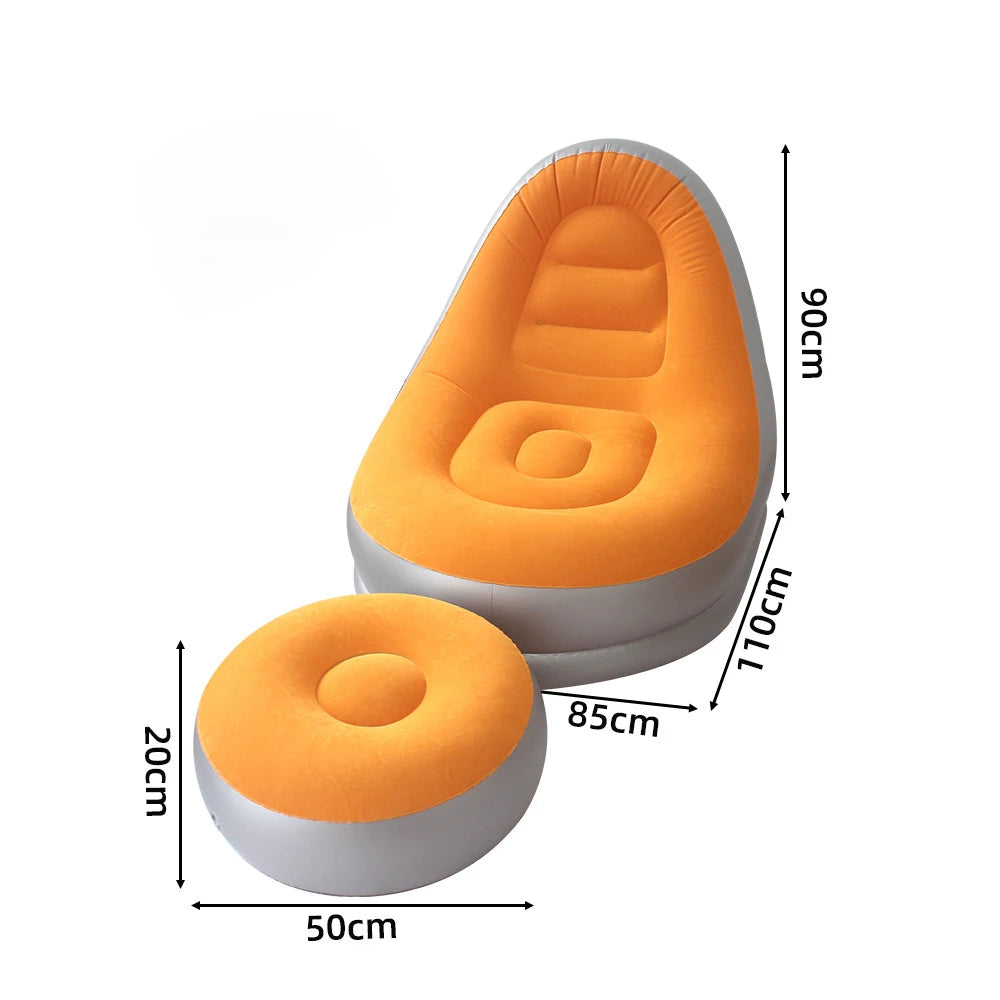 Divano Gonfiabile 2 in 1 con Sgabello Ergonomico in PVC Impermeabile | Comfort e Portabilità per Esterni 10