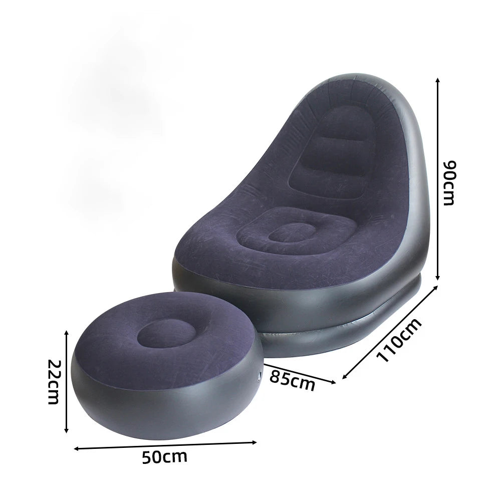 Divano Gonfiabile 2 in 1 con Sgabello Ergonomico in PVC Impermeabile | Comfort e Portabilità per Esterni 11