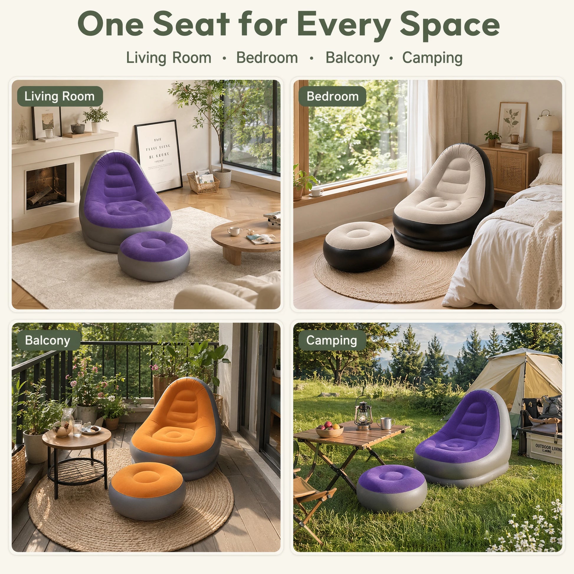 Divano Gonfiabile 2 in 1 con Sgabello Ergonomico in PVC Impermeabile | Comfort e Portabilità per Esterni 3