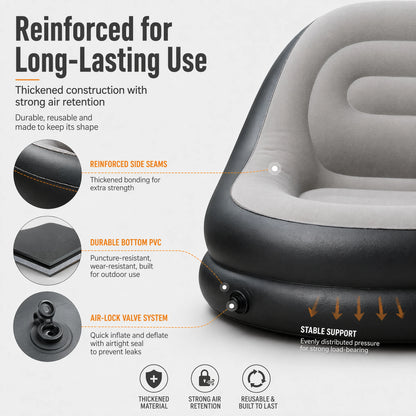 Divano Gonfiabile 2 in 1 con Sgabello Ergonomico in PVC Impermeabile | Comfort e Portabilità per Esterni 4