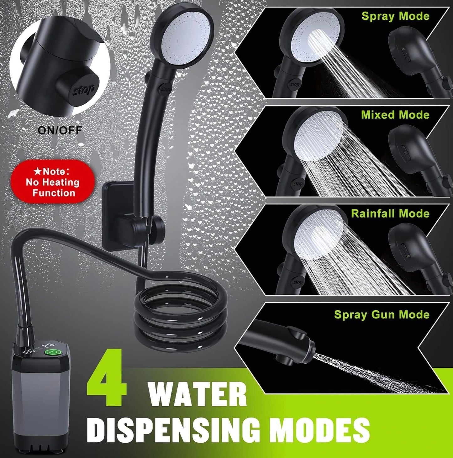 Electric Portable Camping Shower with 6000 mAh Battery | Easy to Use for Outdoor Adventures