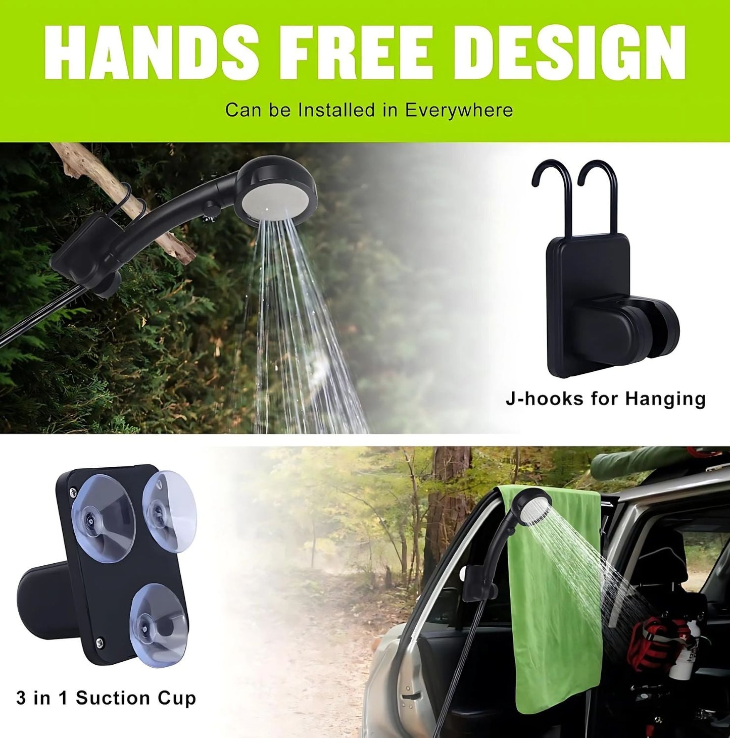 Electric Portable Camping Shower with 6000 mAh Battery | Easy to Use for Outdoor Adventures