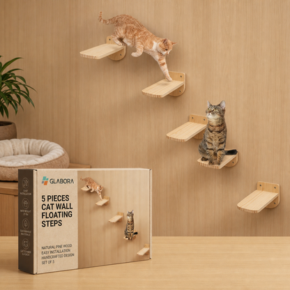 GLABORA KIT TERRITORIO VERTICALE E FINESTRA PER GATTI 4-IN-1 | MENSOLE DA PARETE, CORDA DA ARRAMPICATA, AMACA DA FINESTRA E MANGIATOIA PER UCCELLI