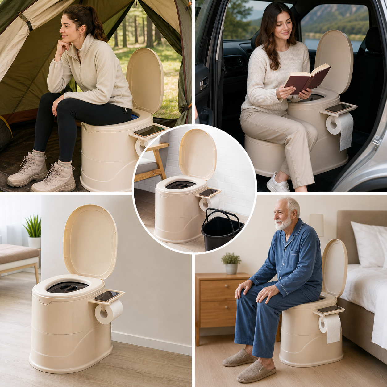 Toilette d'Emergenza Mobile | Design Compatto con Portarotolo e Protezione Odori | Igiene e Comfort in Viaggio