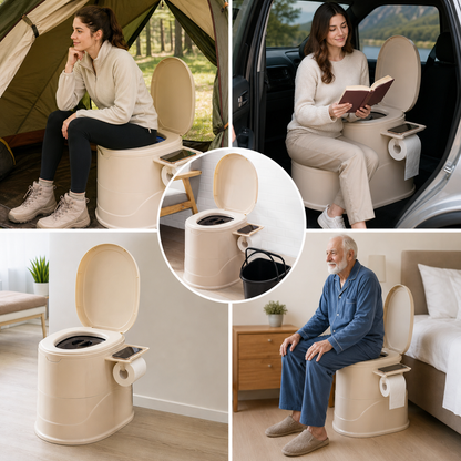 Toilette d'Emergenza Mobile | Design Compatto con Portarotolo e Protezione Odori | Igiene e Comfort in Viaggio