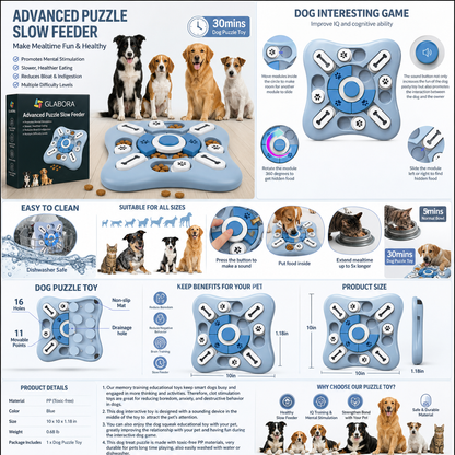 Glabora Kit Perdita Peso & Fitness per Cani 4-in-1 | Slow Feeder Puzzle, GPS Tracker, Set Agilità e Bilancia Digitale