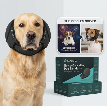 GLABORA DOG ANTI-ANXIETY KIT 4-IN-1 | Noise-Cancelling Headphones, Kennel Darkening Cover, Behavioral Clicker Set, and Heartbeat Plush Toy