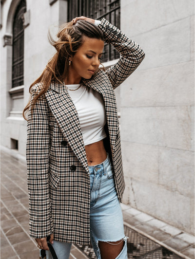Blazer Donna a Quadri Stile Classico