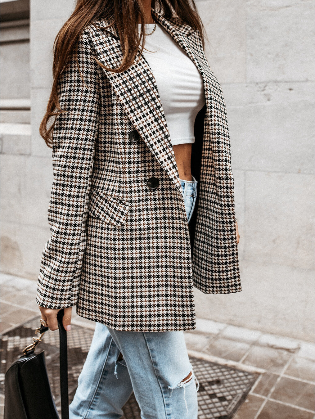 Blazer Donna a Quadri Stile Classico