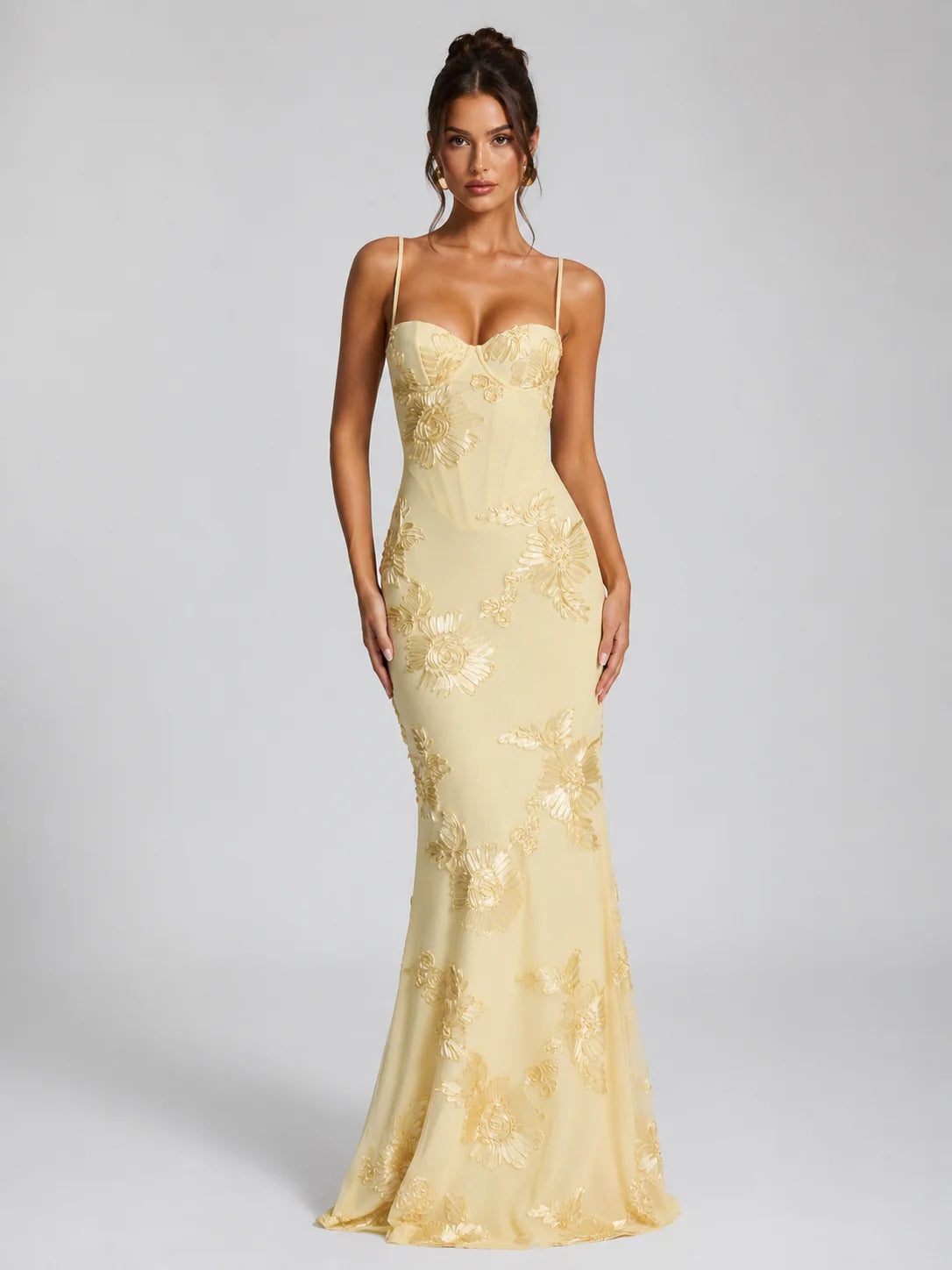 Ella | Elegante Maxi Dress Floreale con Corsetto Scolpito 0