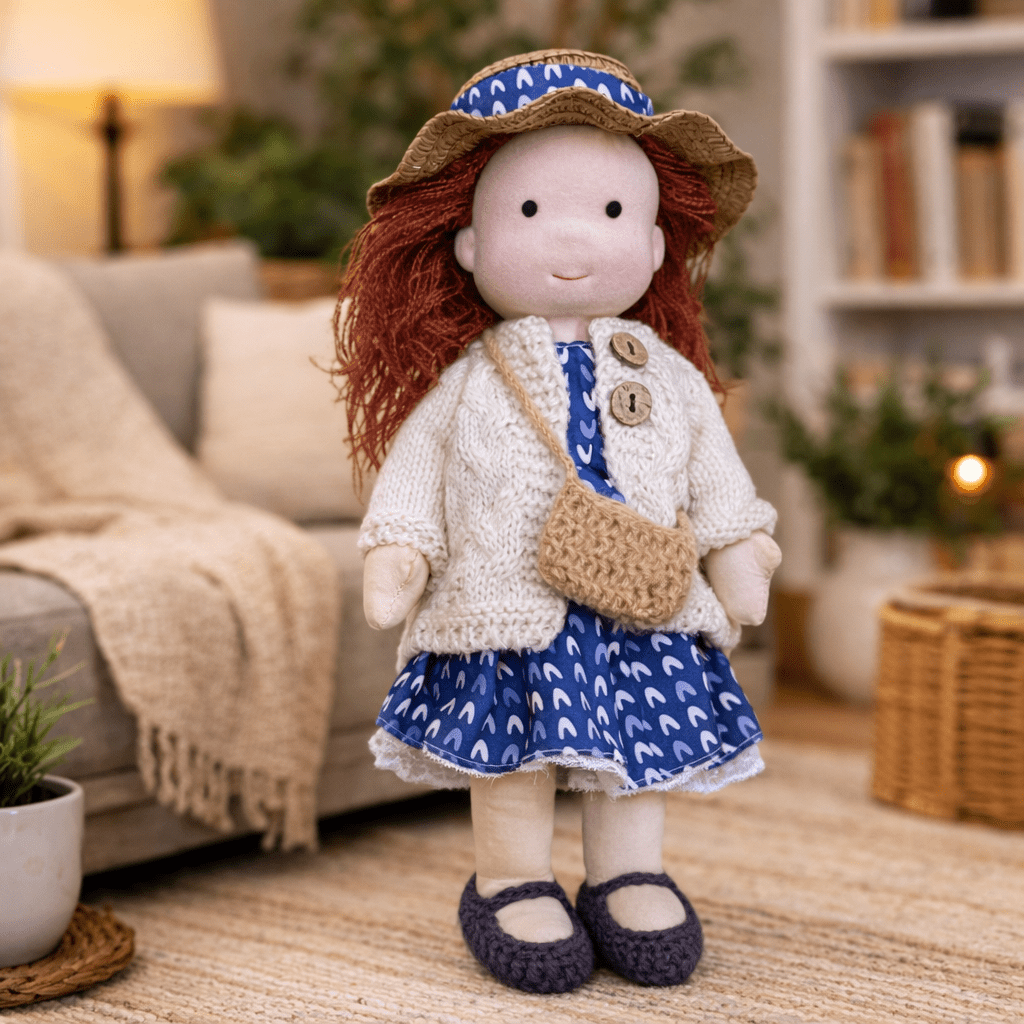 Elora | Bambola Waldorf in Cotone Fatta a Mano con Design Minimalista | Gioco Creativo per Sviluppo Emotivo 17