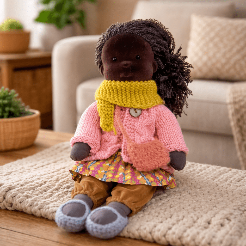 Elora | Bambola Waldorf in Cotone Fatta a Mano con Design Minimalista | Gioco Creativo per Sviluppo Emotivo 18
