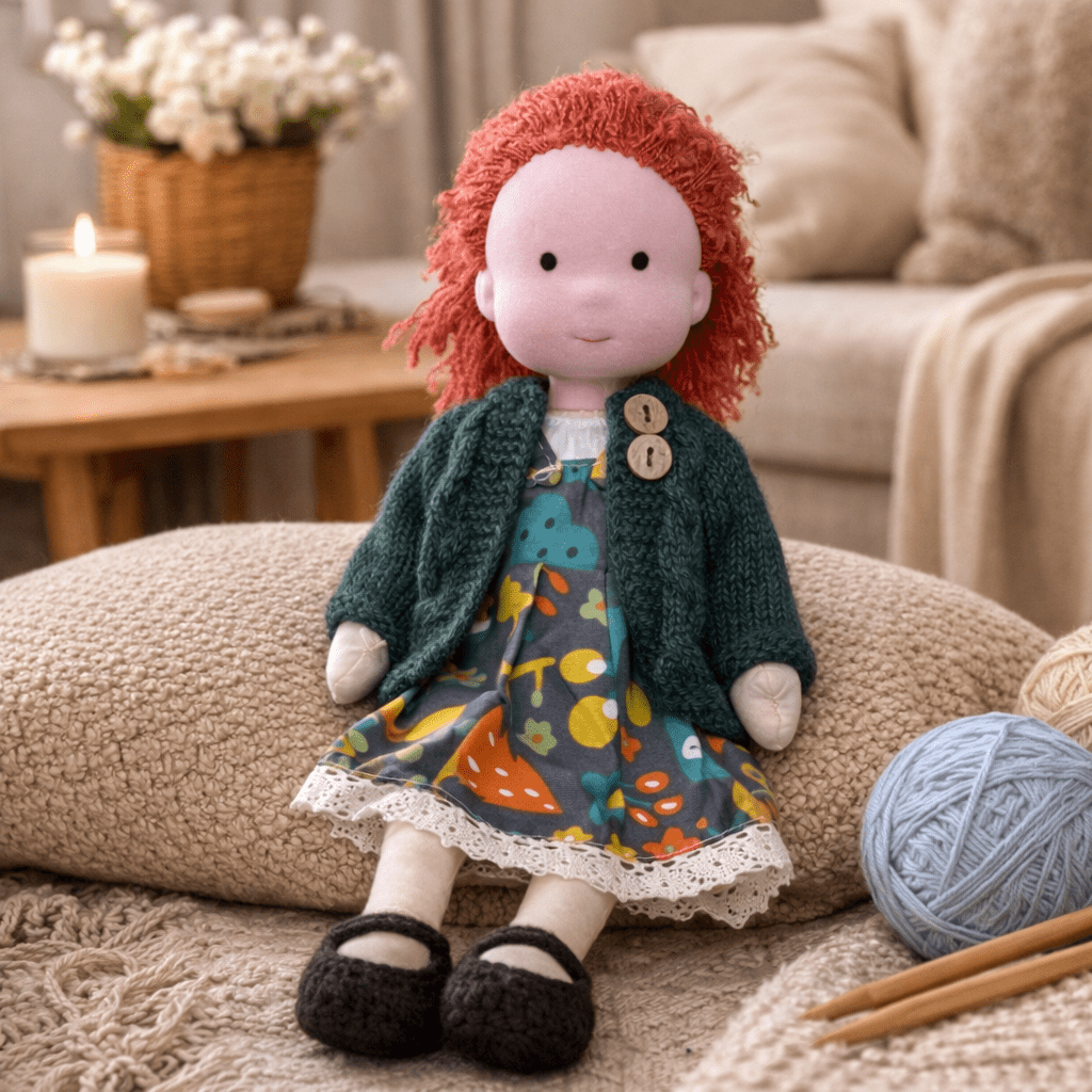 Elora | Bambola Waldorf in Cotone Fatta a Mano con Design Minimalista | Gioco Creativo per Sviluppo Emotivo 21