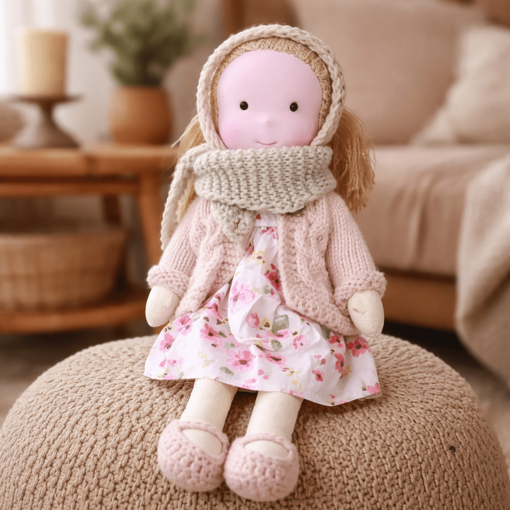 Elora | Bambola Waldorf in Cotone Fatta a Mano con Design Minimalista | Gioco Creativo per Sviluppo Emotivo 23
