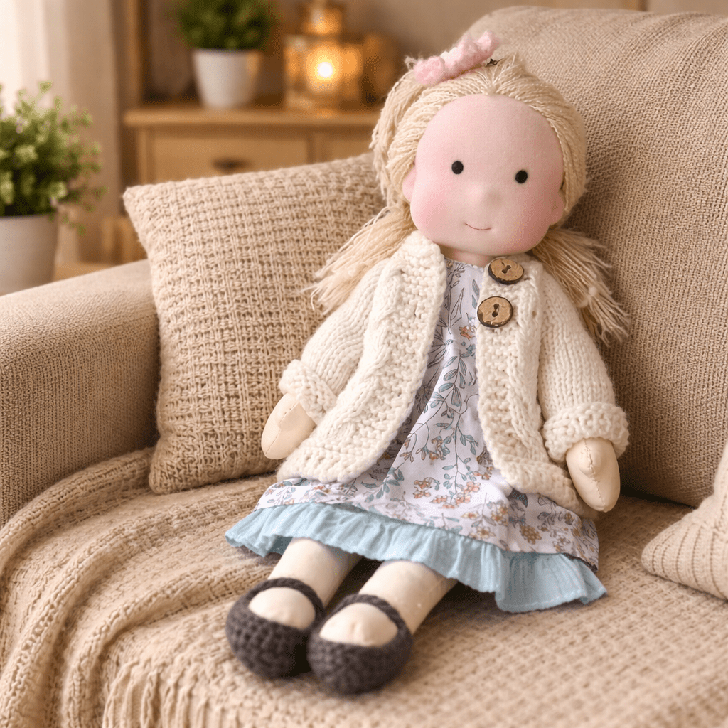 Elora | Bambola Waldorf in Cotone Fatta a Mano con Design Minimalista | Gioco Creativo per Sviluppo Emotivo 29