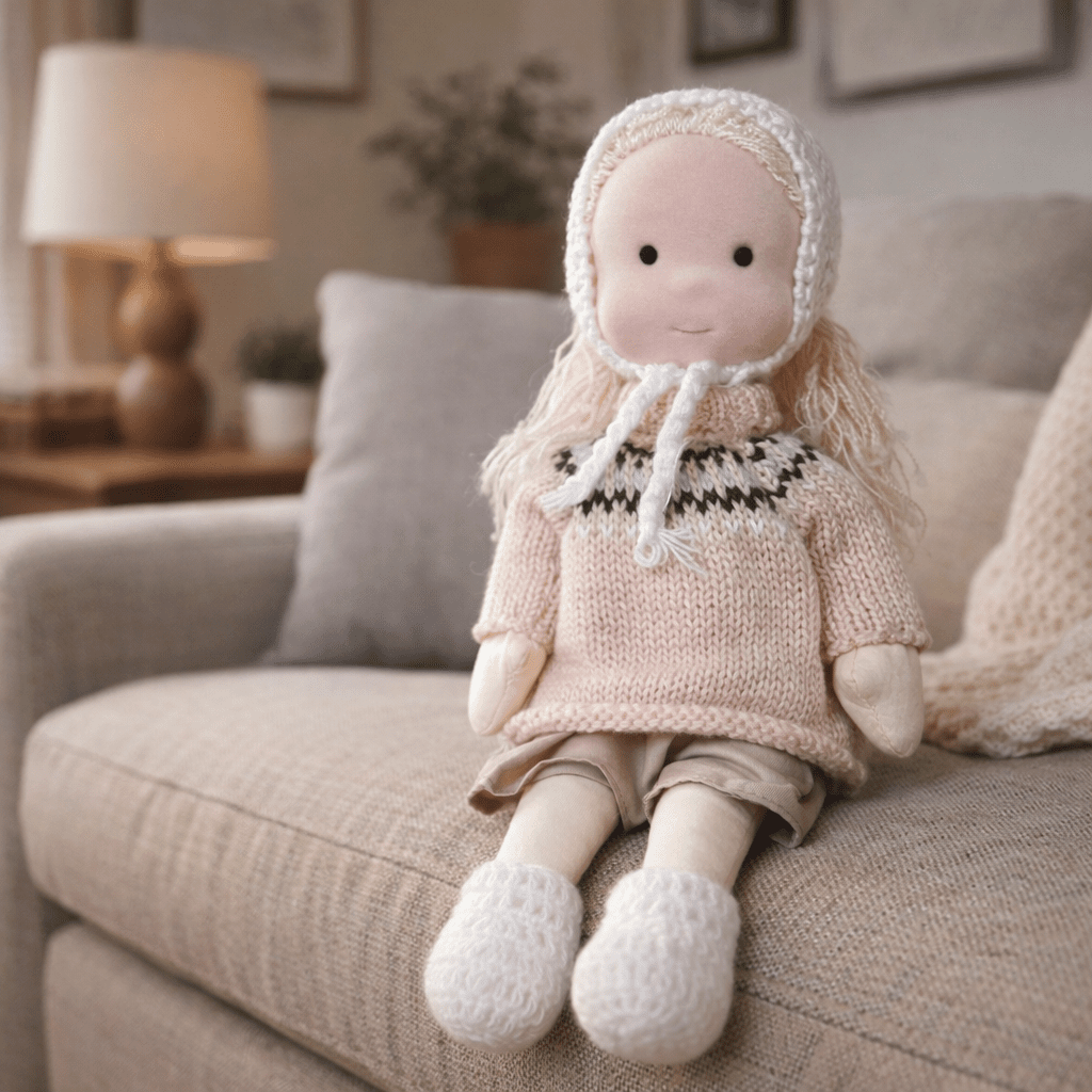 Elora | Bambola Waldorf in Cotone Fatta a Mano con Design Minimalista | Gioco Creativo per Sviluppo Emotivo 30