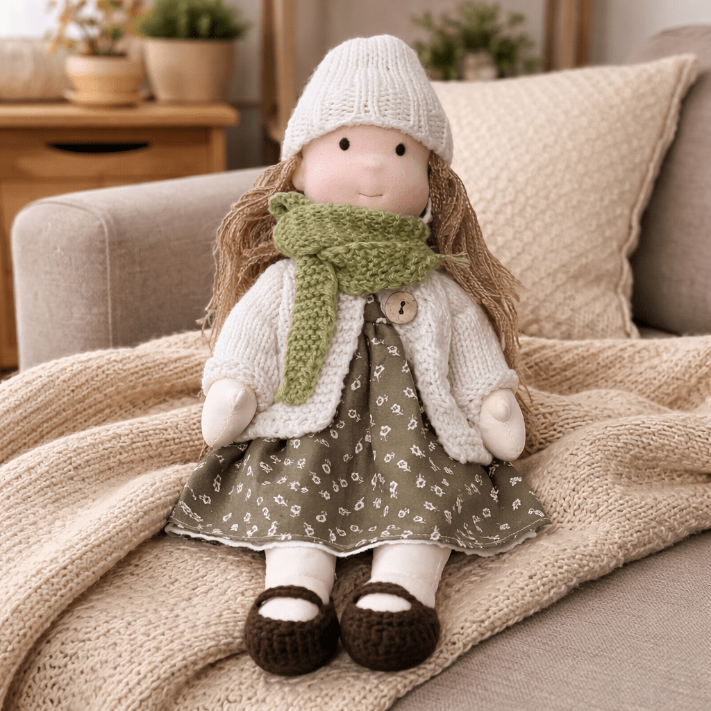 Elora | Bambola Waldorf in Cotone Fatta a Mano con Design Minimalista | Gioco Creativo per Sviluppo Emotivo 6