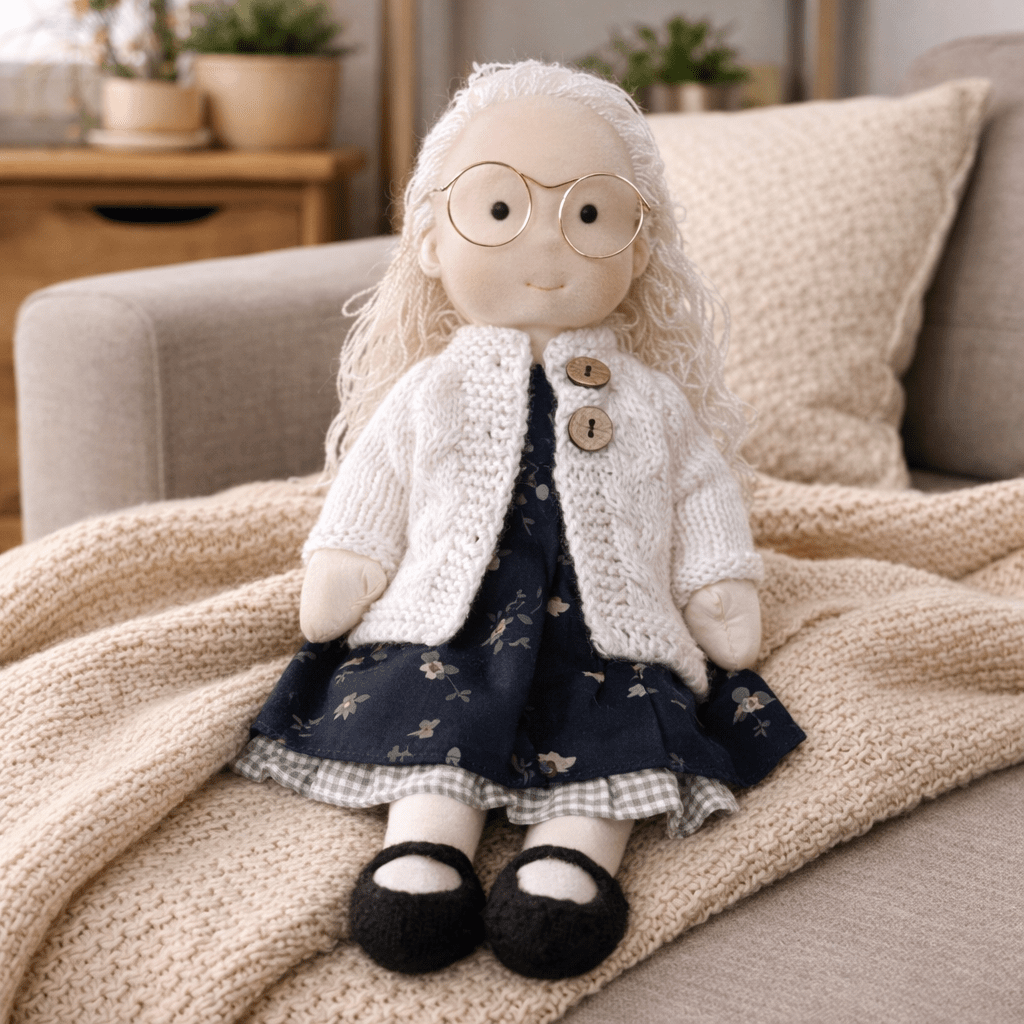 Elora | Bambola Waldorf in Cotone Fatta a Mano con Design Minimalista | Gioco Creativo per Sviluppo Emotivo 7