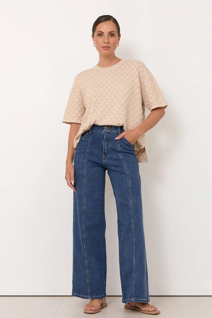 Emily | Comfy Wide Leg Jeans in Stretch Denim 0
