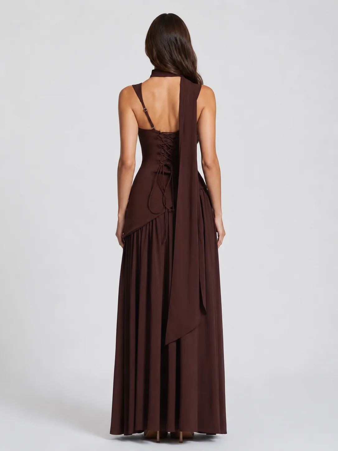 Emily | Elegante Maxi Abito Drappeggiato in Satin Morbido 1