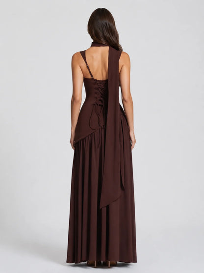 Emily | Elegante Maxi Abito Drappeggiato in Satin Morbido 1