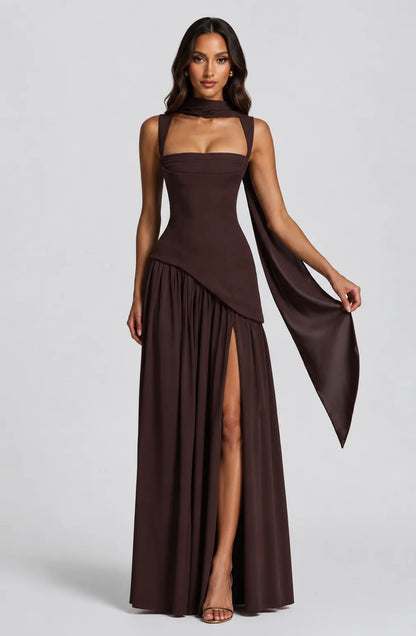 Emily | Elegante Maxi Abito Drappeggiato in Satin Morbido 2