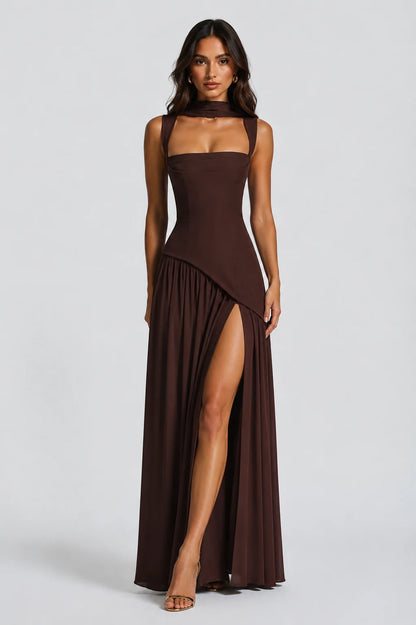 Emily | Elegante Maxi Abito Drappeggiato in Satin Morbido 4