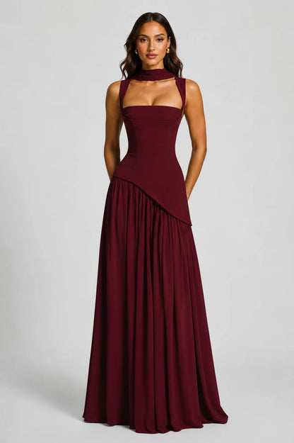 Emily | Elegante Maxi Abito Drappeggiato in Satin Morbido 7