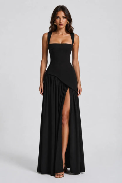 Emily | Elegante Maxi Abito Drappeggiato in Satin Morbido 9