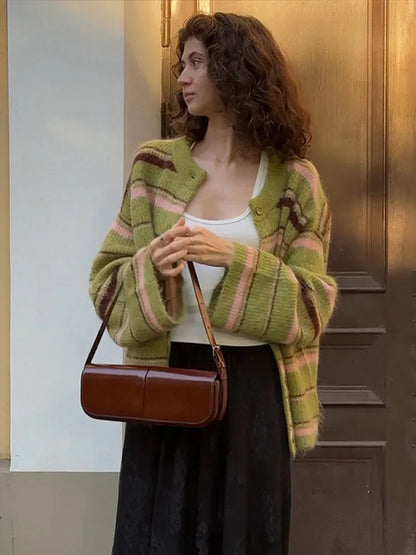 Emma | Ampio Cardigan a Righe Autunnale 1