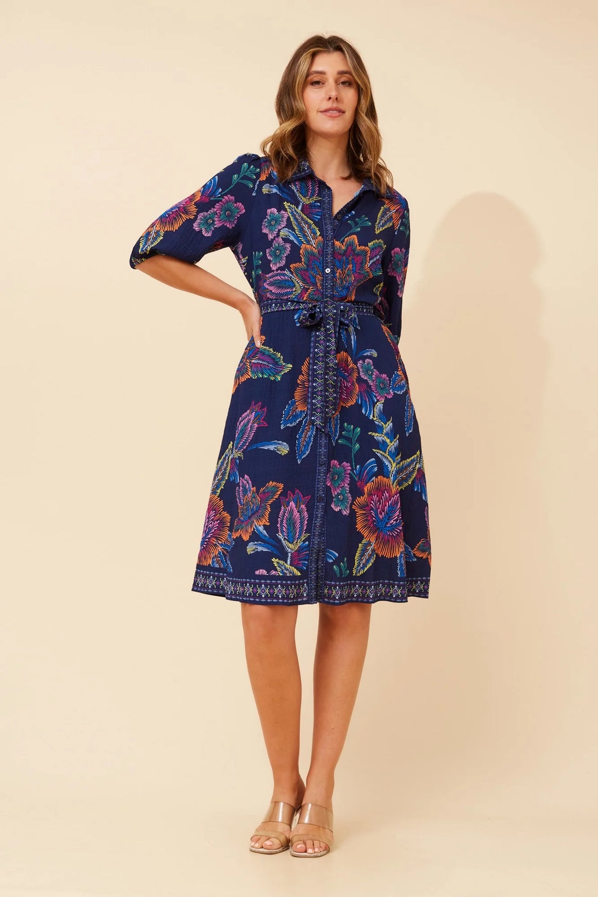 Emma | Elegante Abito Floreale Donna con Maniche 3/4 0