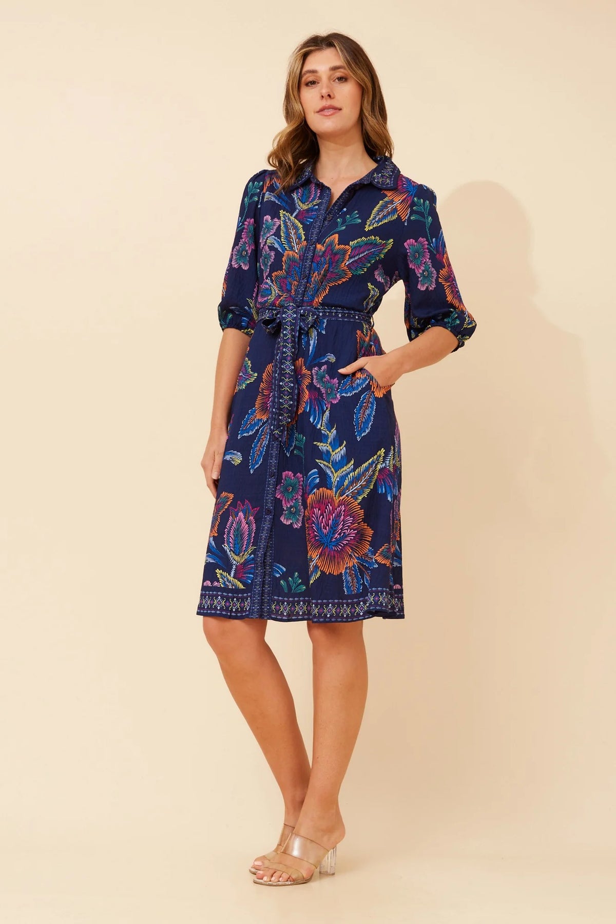Emma | Elegante Abito Floreale Donna con Maniche 3/4 5