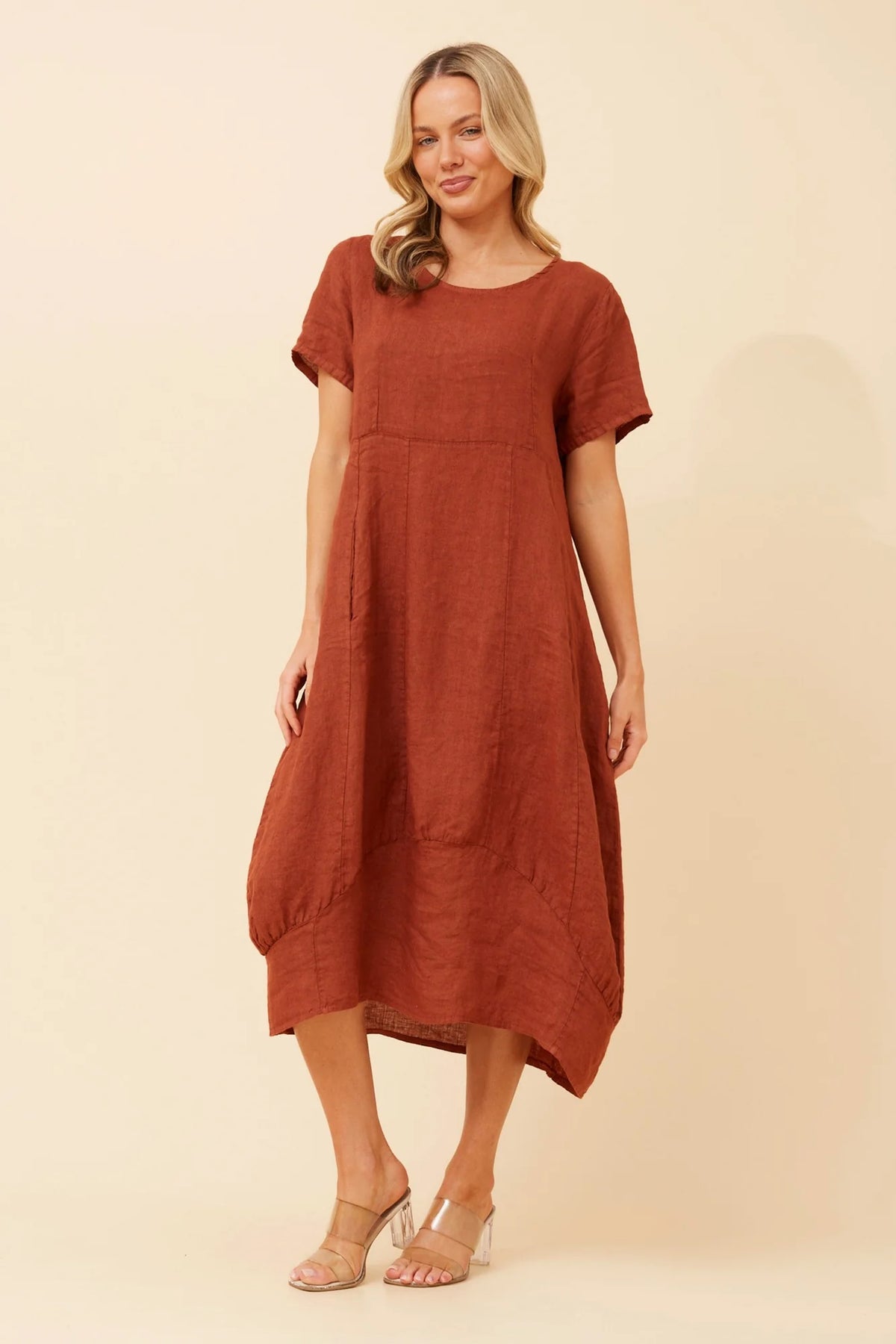 Emma | Elegante Abito Midi in Lino Nero 10