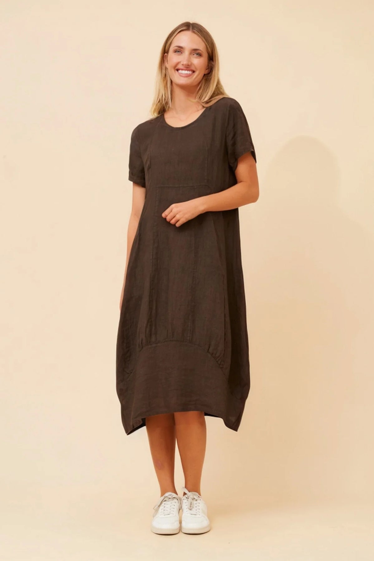 Emma | Elegante Abito Midi in Lino Nero 12