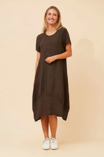 Emma | Elegante Abito Midi in Lino Nero 12
