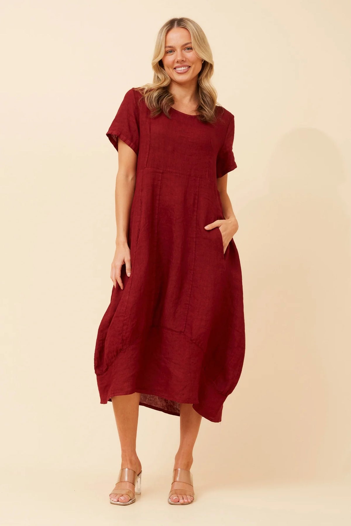 Emma | Elegante Abito Midi in Lino Nero 13