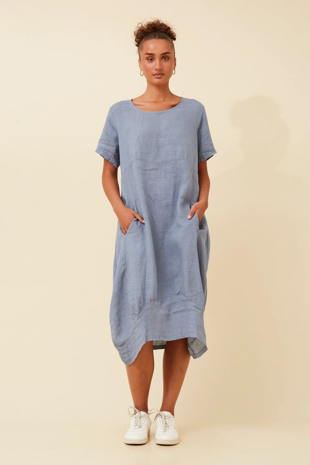 Emma | Elegante Abito Midi in Lino Nero 5