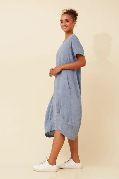 Emma | Elegante Abito Midi in Lino Nero 7
