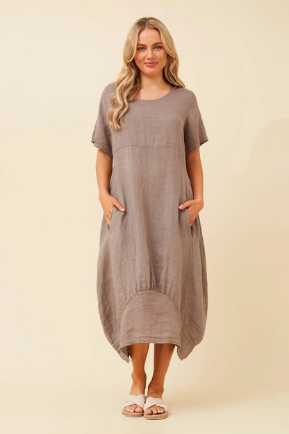 Emma | Elegante Abito Midi in Lino Nero 9