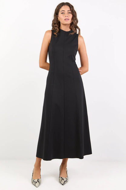 Emma | Elegante Maxi Dress Nero Slim Senza Maniche 0