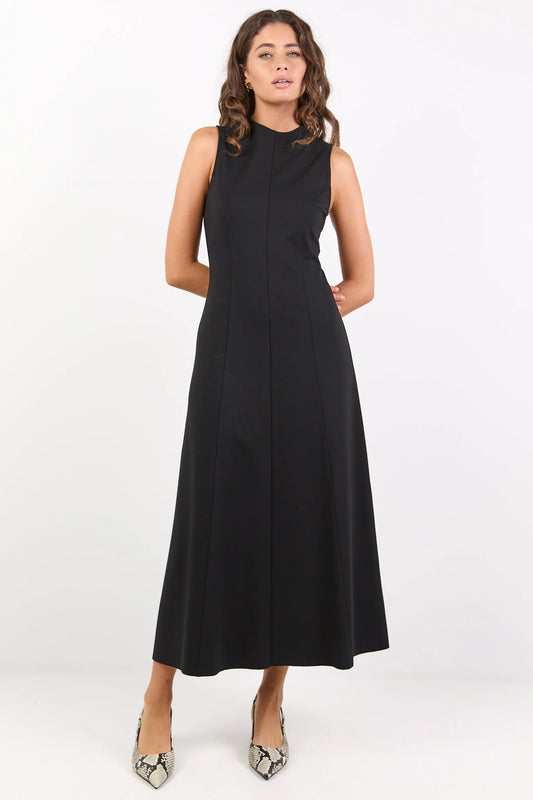 Emma | Elegante Maxi Dress Nero Slim Senza Maniche 0