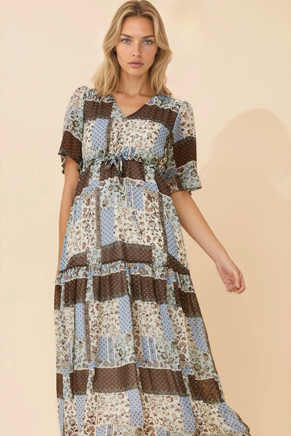 Emma | Elegante Maxi Dress a Stampa Patchwork 0