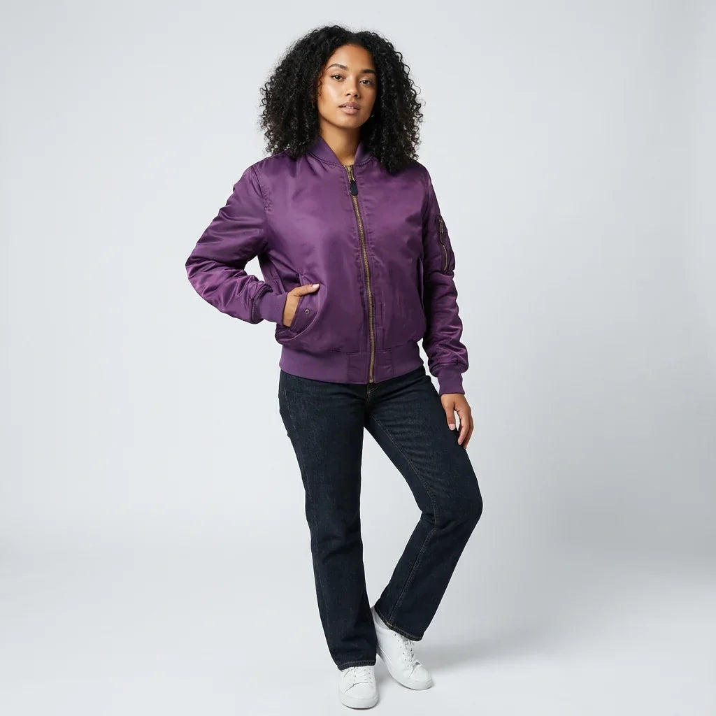 Emma | Moderno Giacca Bomber in Nylon Autunnale 4