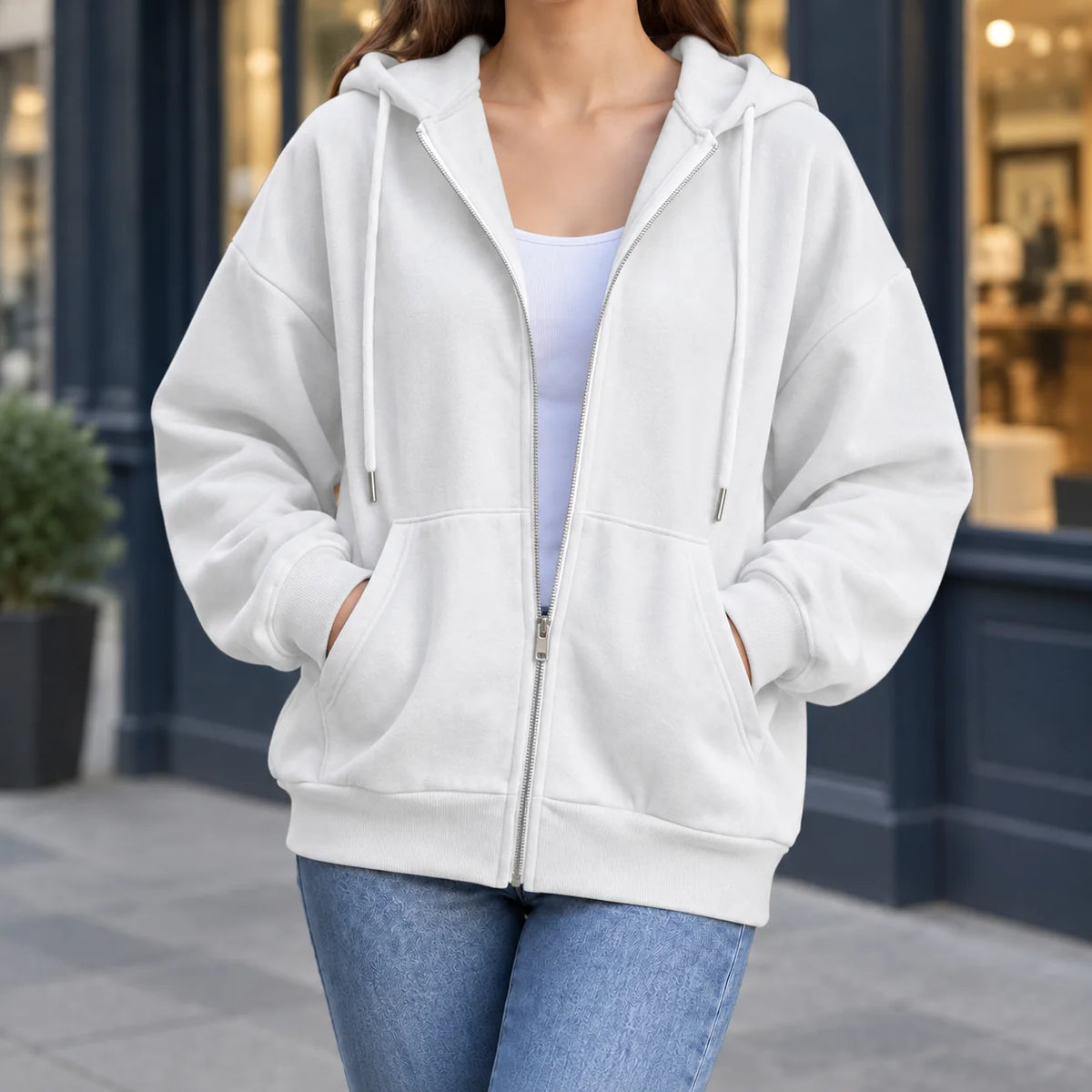 Ethan | Comoda Felpa Con Zip Verde Oliva Casual 2