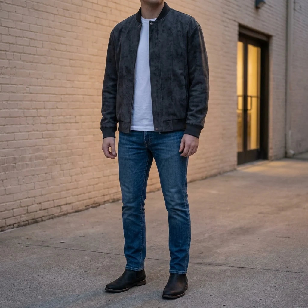 Ethan | Elegante Bomber In Pelle Scamosciata Vegana Uomo 8