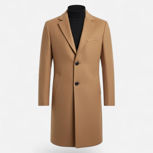 Ethan | Elegante Cappotto Uomo Nero in Lana a Metà Lunghezza 0