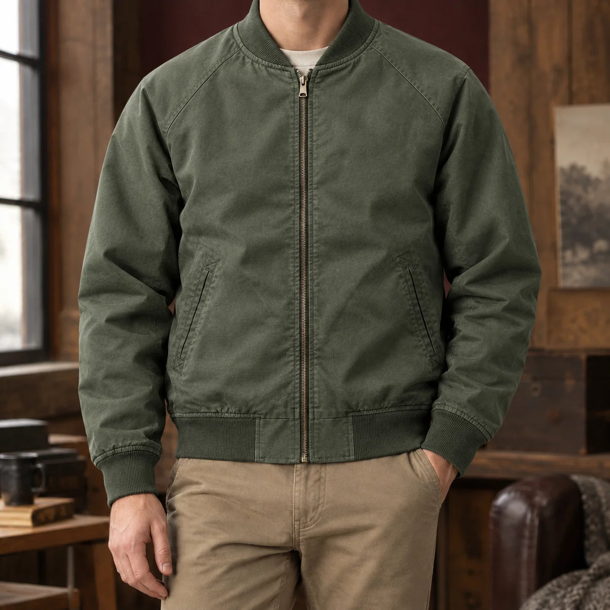 Ethan | Elegante Giacca Bomber Uomo in Cotone Con Zip 3