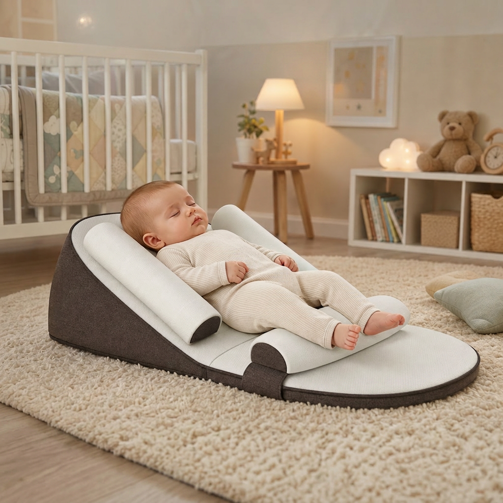 Cuscino Antireflusso Neonato Ergonomico con Inclinazione per Sonno Sicuro e Confortevole