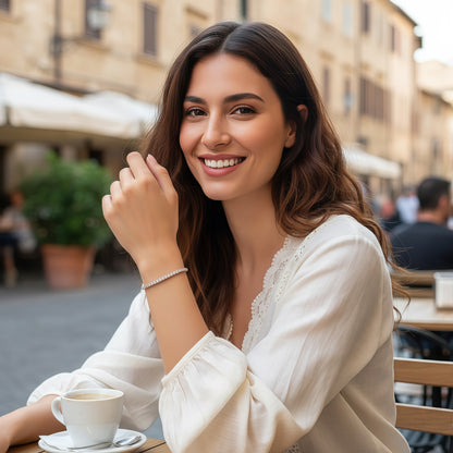 Unisex Tennis Bracelet Silver Elegant Style